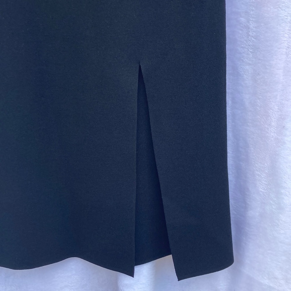 Diane Von Furstenberg Black Stretch Knit Front Slit Skirt Sz Medium